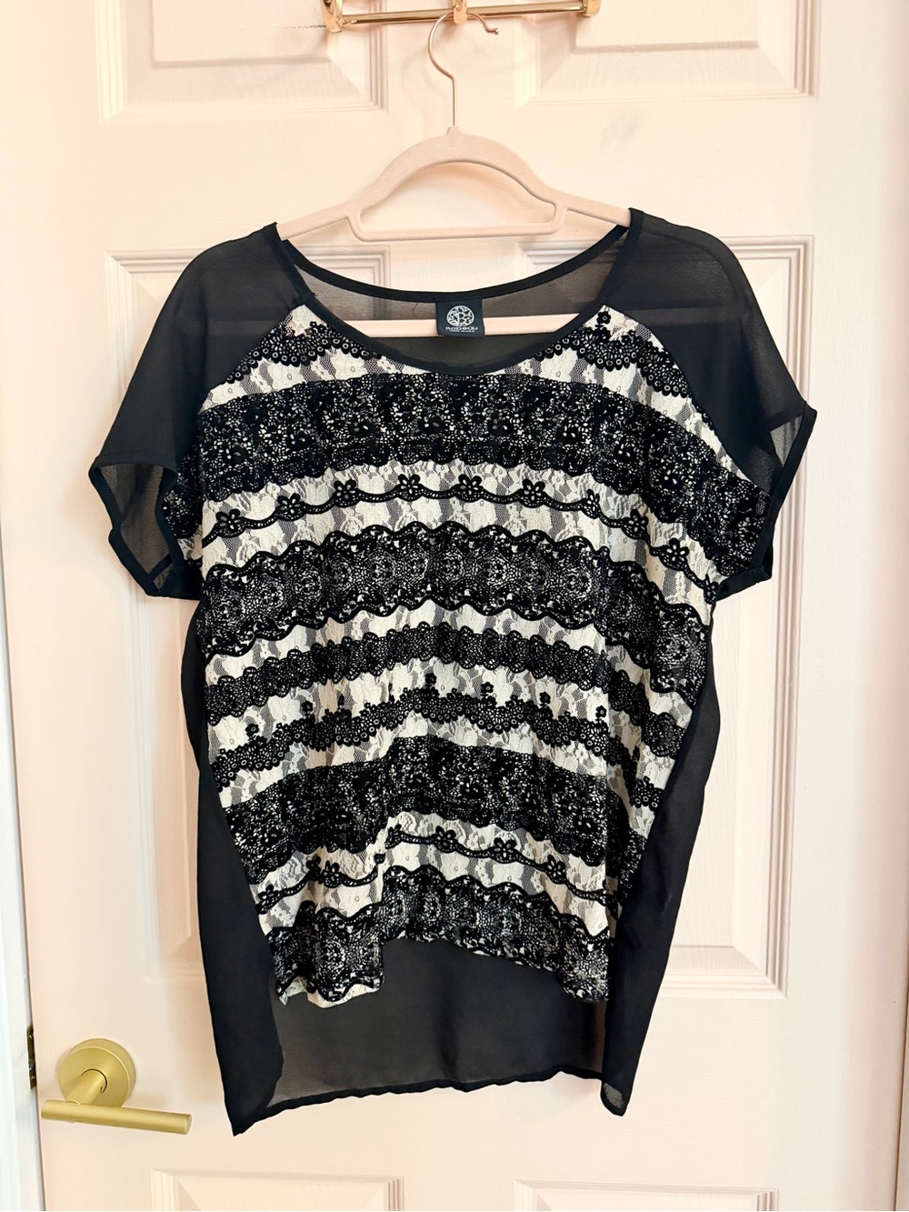 Black semi sheer bobeau top
